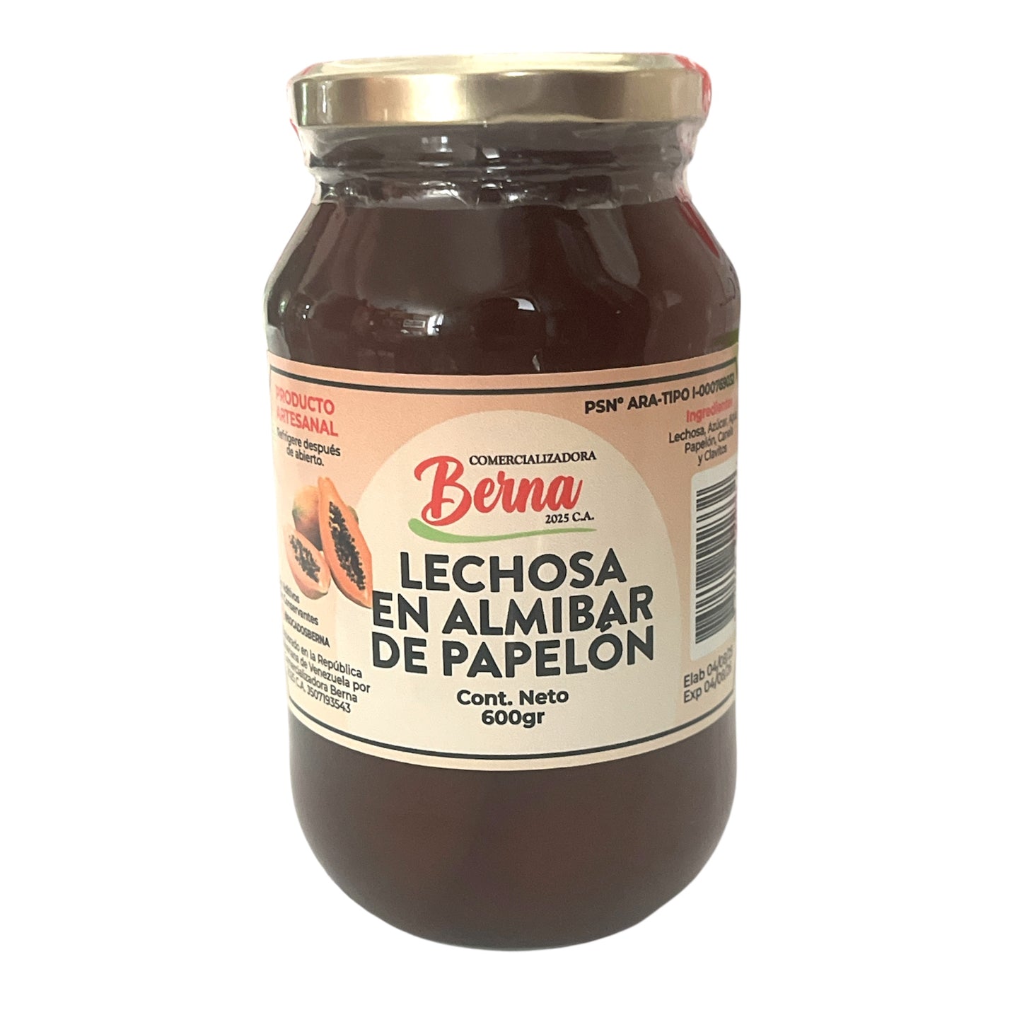 Dulce de Lechosa en Almíbar de Papelon 600g