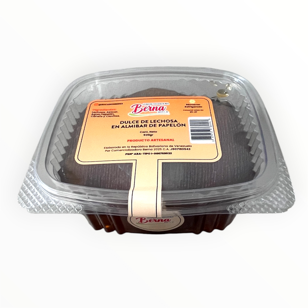 *Dulce de Lechosa en Almíbar de Papelón en Bandeja de 500g
